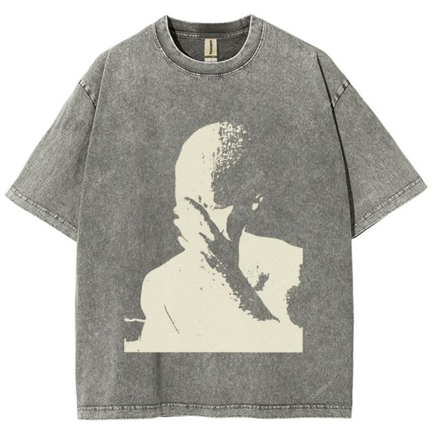 Unisex Portrait Printed Washed Tee