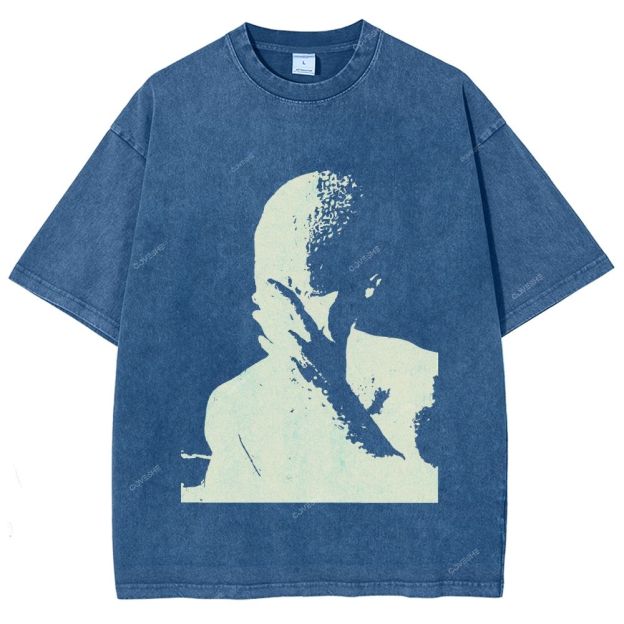 Unisex Portrait Printed Washed Tee