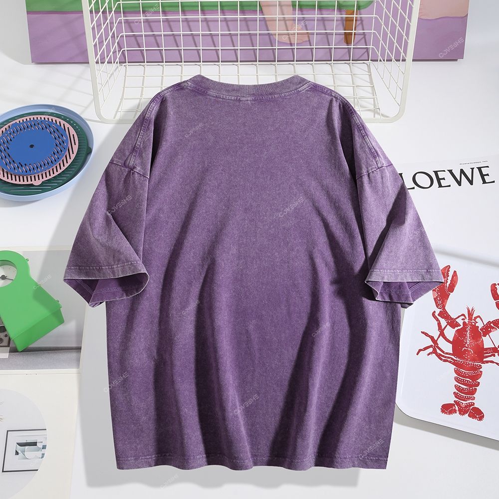 Unisex Colorful Cartoon Fish Printed Washed Tee