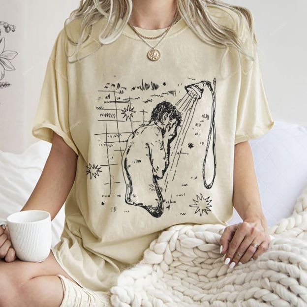 Unisex Character Sketch Printed Washed Tee