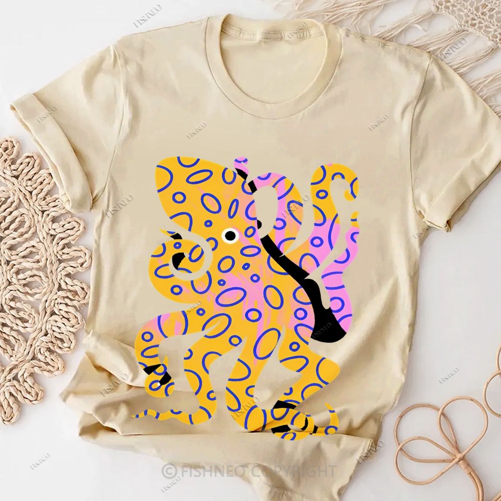 Octopus Cotton Casual T-Shirt