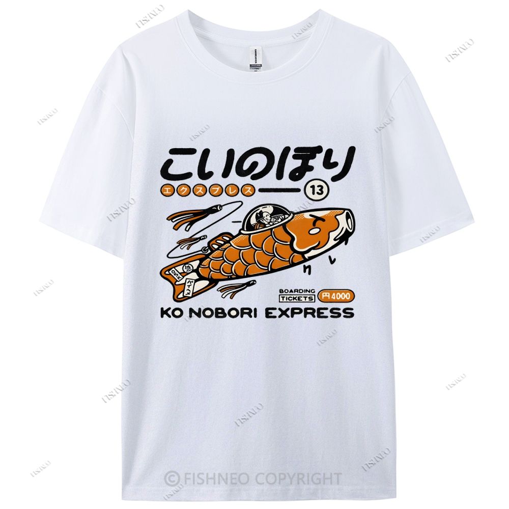 Japanese Fish Spaceship Cotton Casual T-Shirt