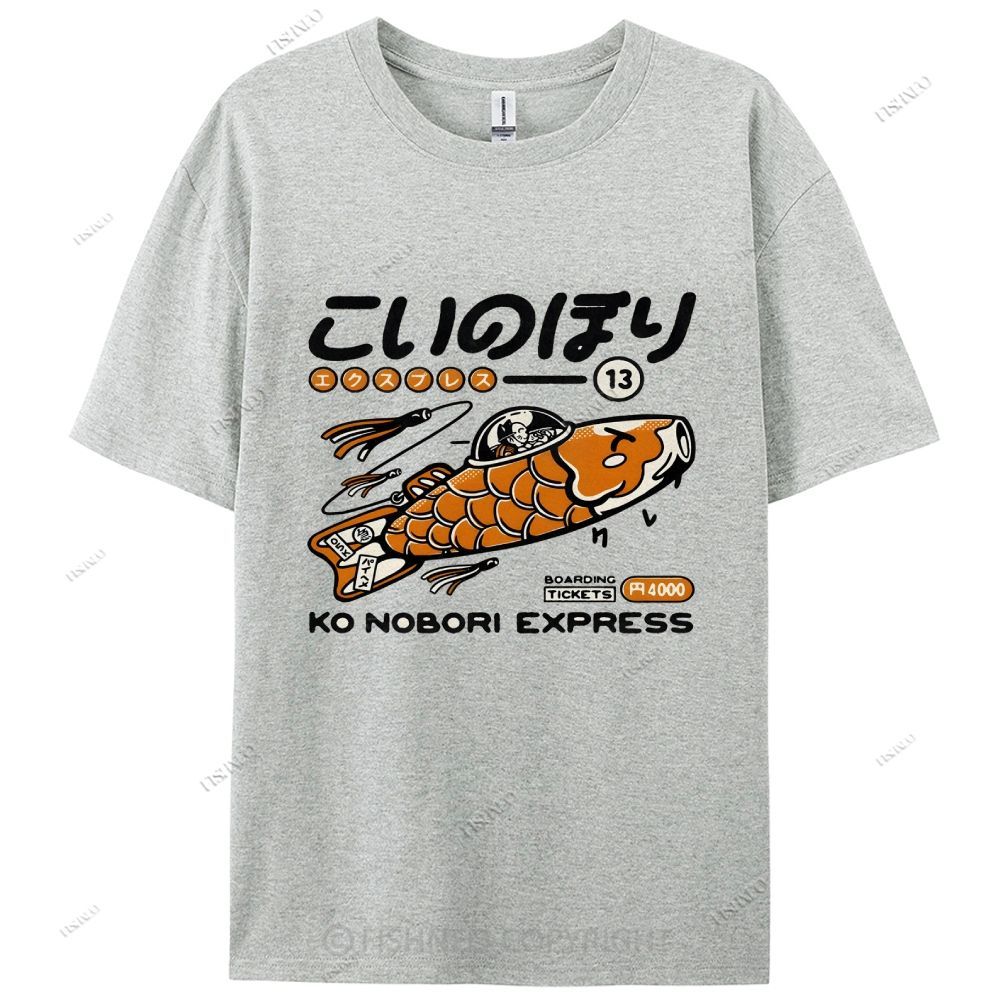 Japanese Fish Spaceship Cotton Casual T-Shirt