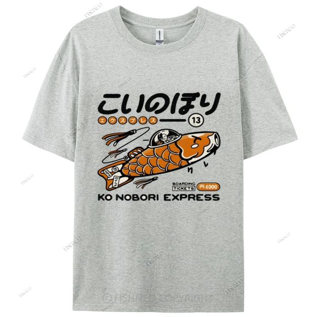 Japanese Fish Spaceship Cotton Casual T-Shirt