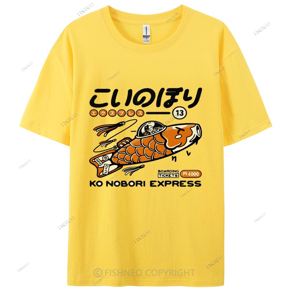 Japanese Fish Spaceship Cotton Casual T-Shirt