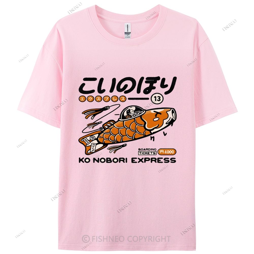 Japanese Fish Spaceship Cotton Casual T-Shirt