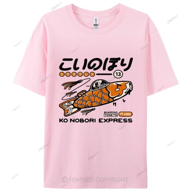 Japanese Fish Spaceship Cotton Casual T-Shirt