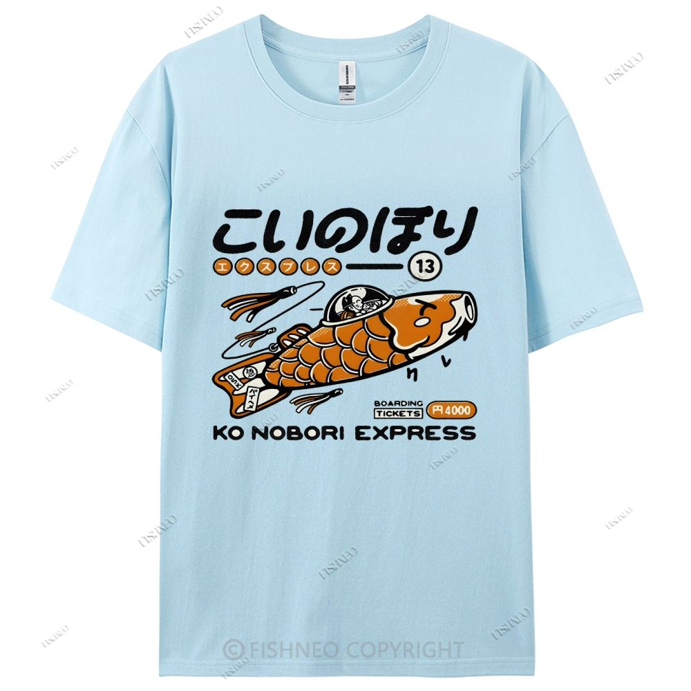Japanese Fish Spaceship Cotton Casual T-Shirt