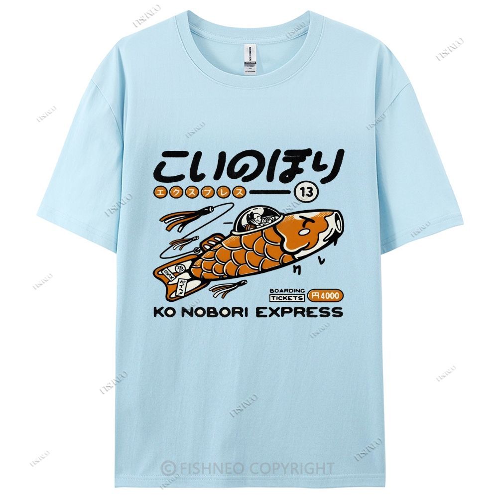 Japanese Fish Spaceship Cotton Casual T-Shirt