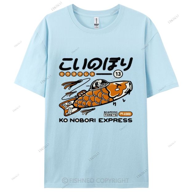 Japanese Fish Spaceship Cotton Casual T-Shirt