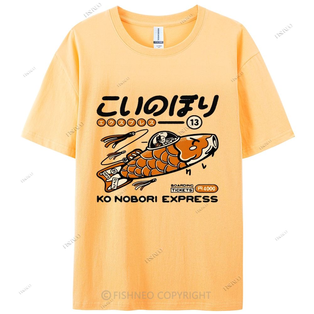 Japanese Fish Spaceship Cotton Casual T-Shirt