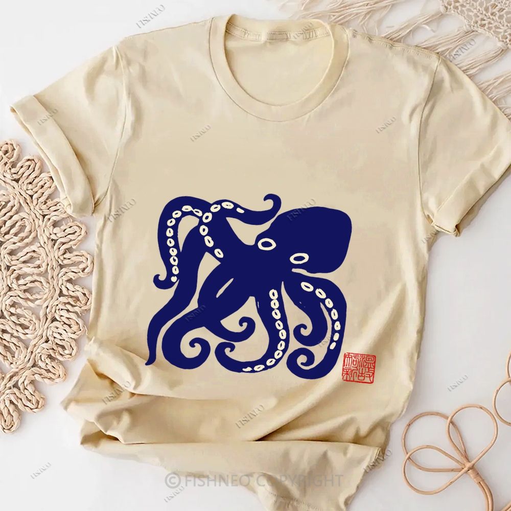 Octopus Cotton Casual T-Shirt