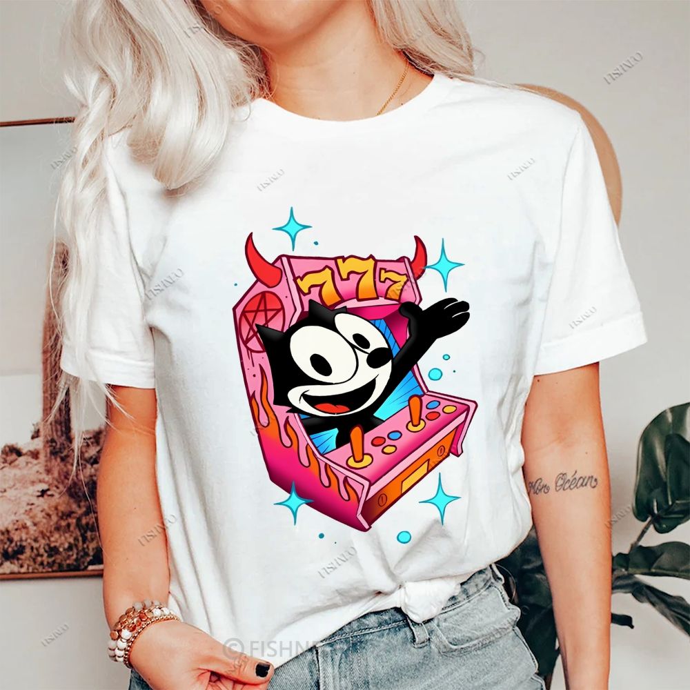 Comic Cat Cotton Casual T-Shirt