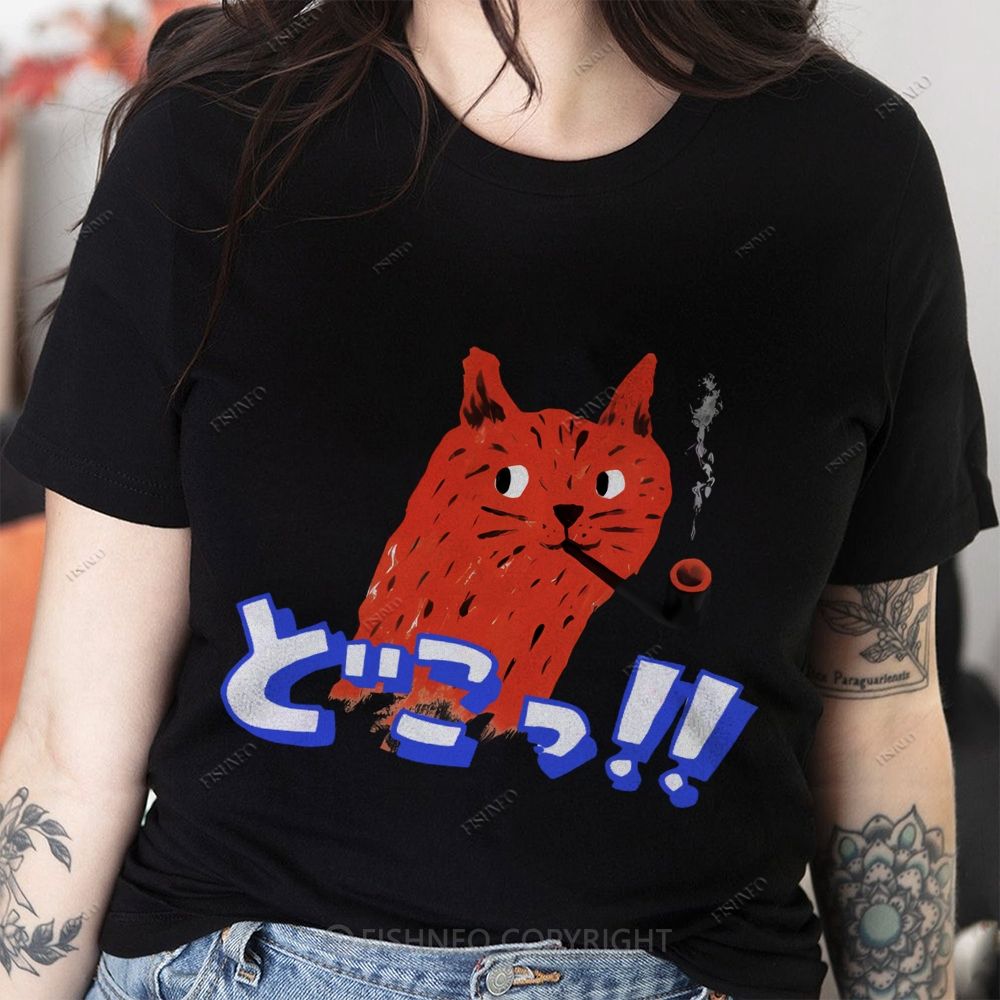 Japanese Cat Cotton Casual T-Shirt