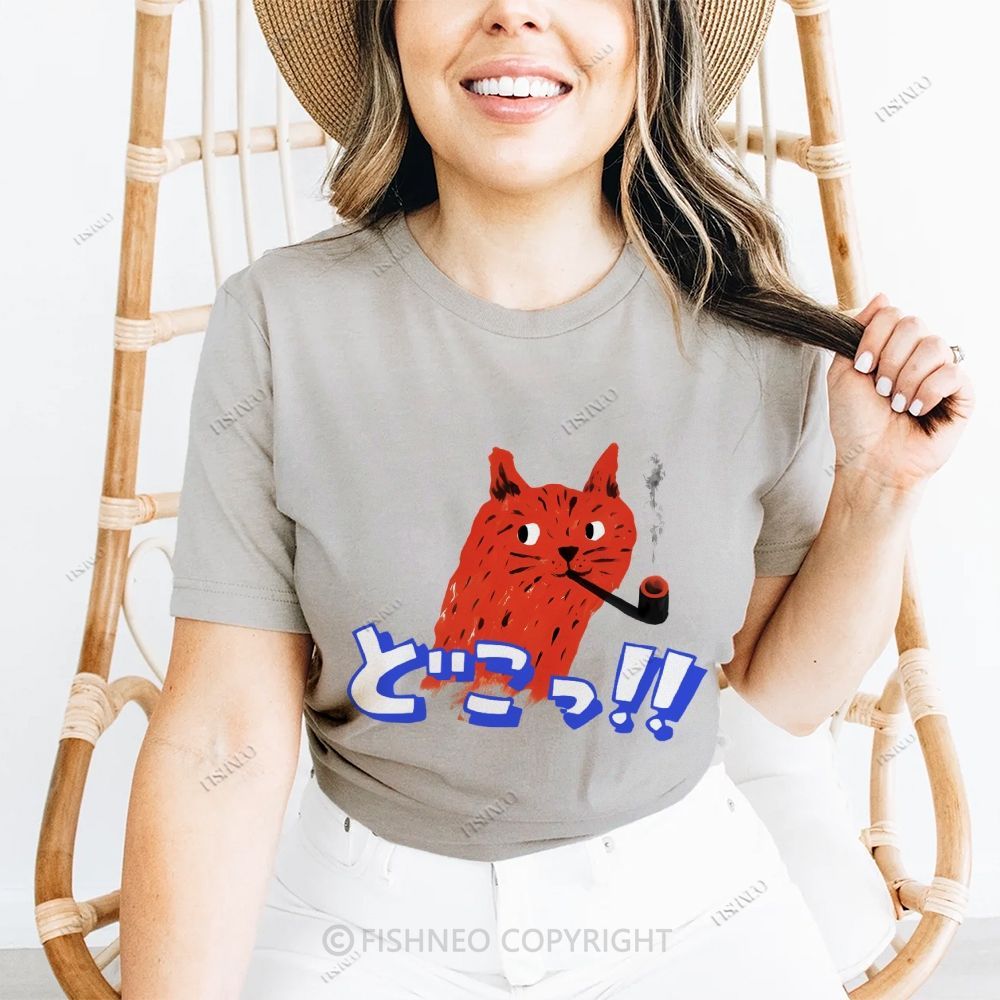 Japanese Cat Cotton Casual T-Shirt