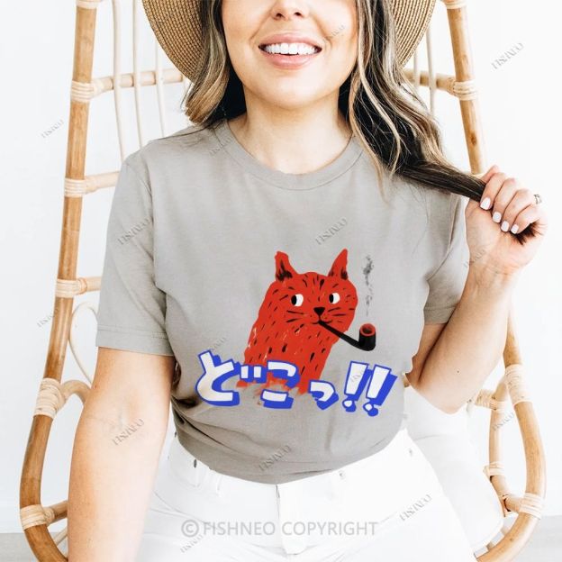 Japanese Cat Cotton Casual T-Shirt