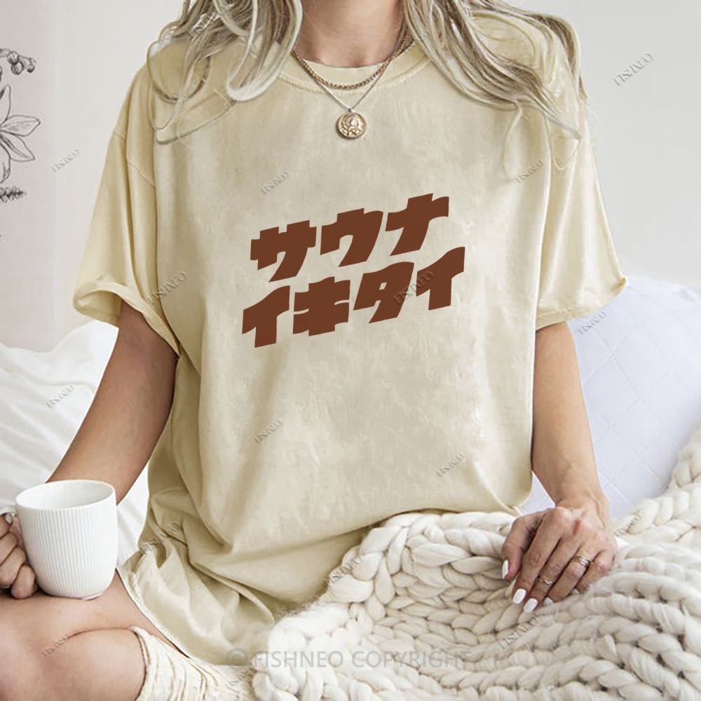 Unisex Japanese Bear Printed Design Back Washed Tee