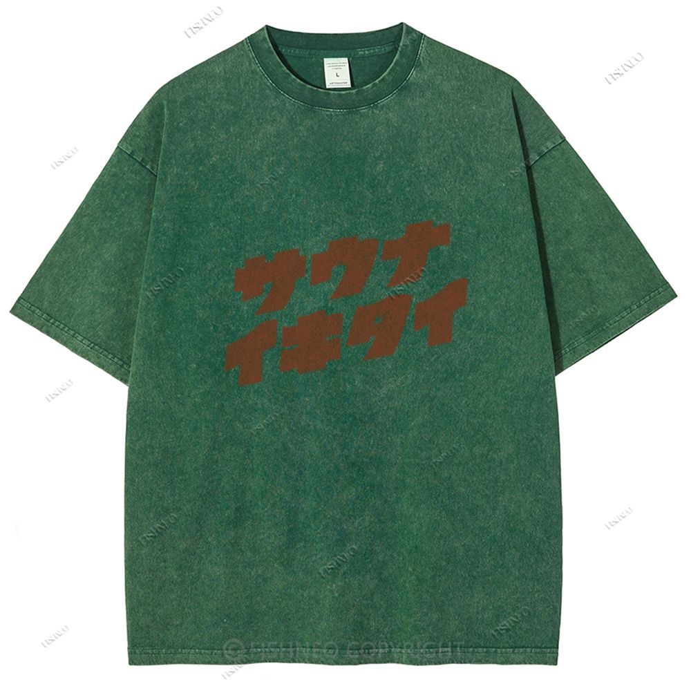 Unisex Japanese Bear Printed Design Back Washed Tee