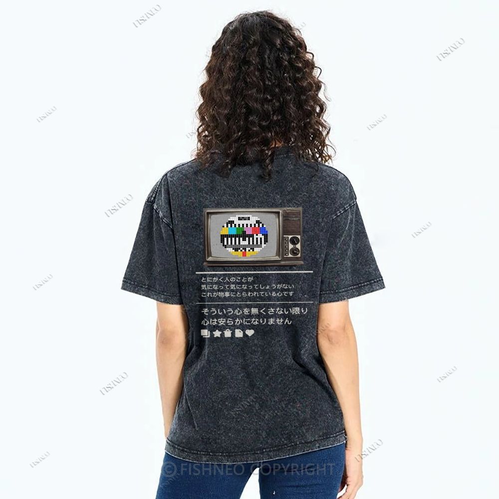 Unisex Japanese TV Printed Design Back Washed Tee
