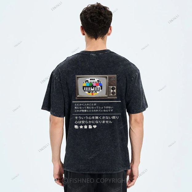 Unisex Japanese TV Printed Design Back Washed Tee