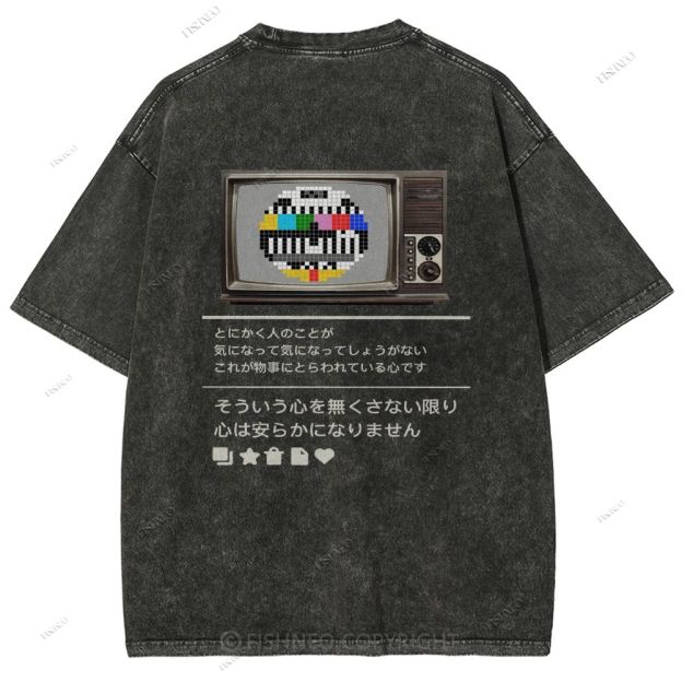Unisex Japanese TV Printed Design Back Washed Tee
