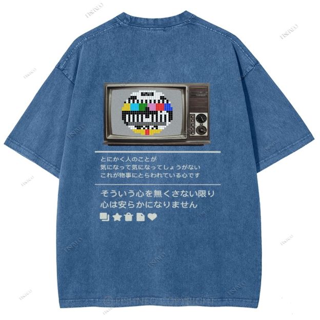 Unisex Japanese TV Printed Design Back Washed Tee