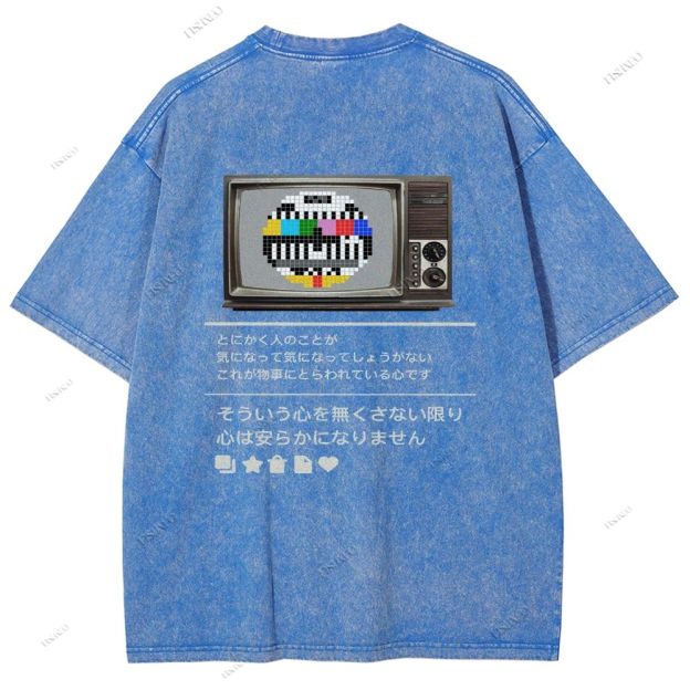 Unisex Japanese TV Printed Design Back Washed Tee