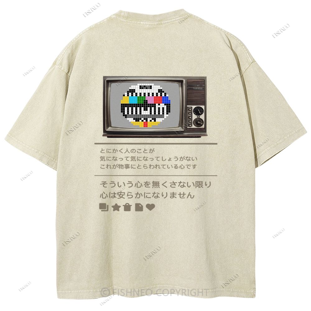 Unisex Japanese TV Printed Design Back Washed Tee