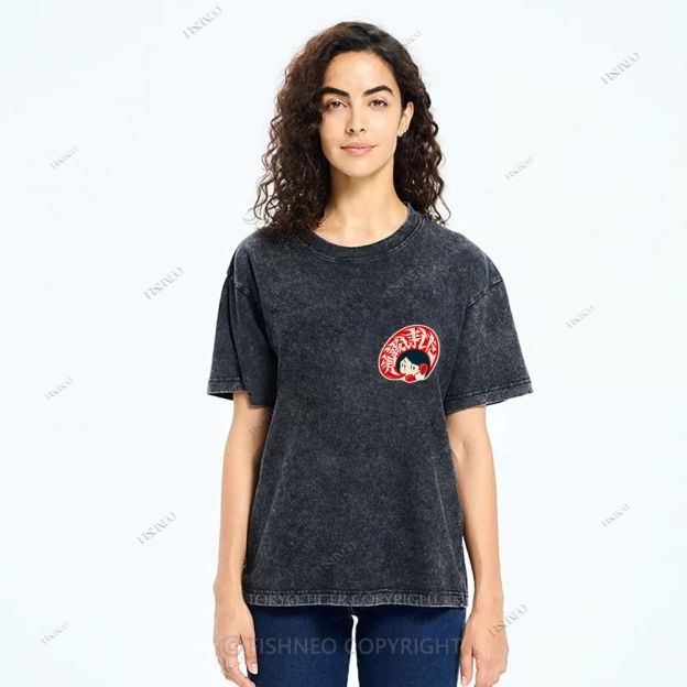 Unisex Japanese Graffiti Printed Design Back Washed Tee