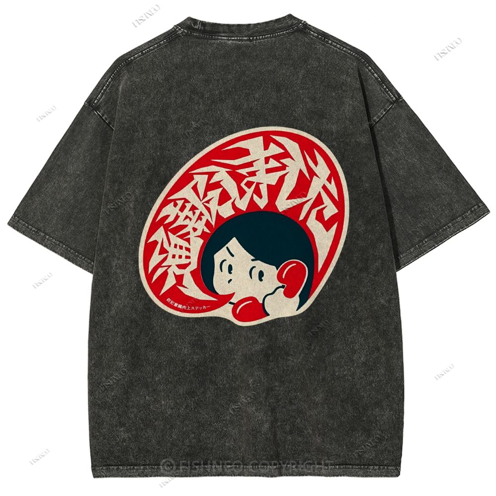 Unisex Japanese Graffiti Printed Design Back Washed Tee