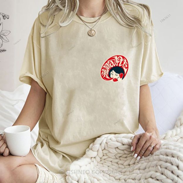 Unisex Japanese Graffiti Printed Design Back Washed Tee