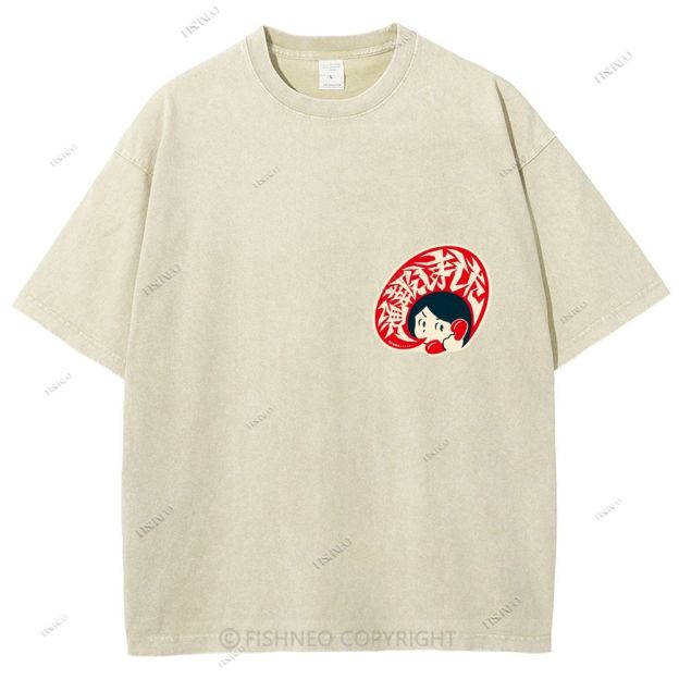 Unisex Japanese Graffiti Printed Design Back Washed Tee
