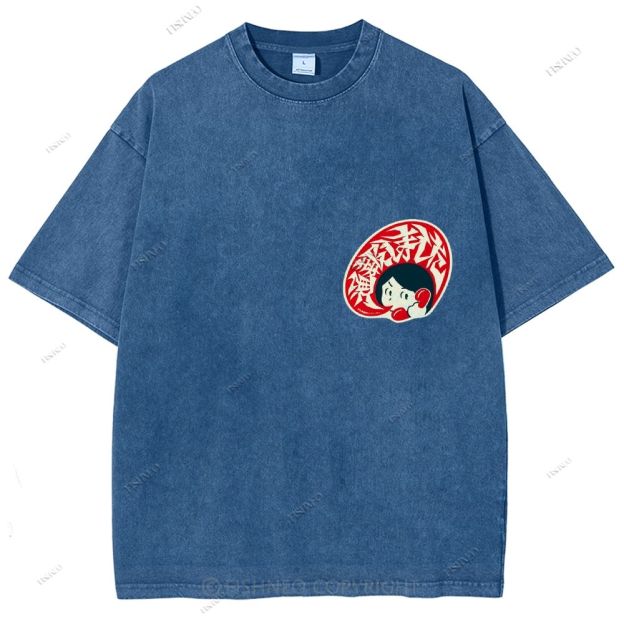 Unisex Japanese Graffiti Printed Design Back Washed Tee