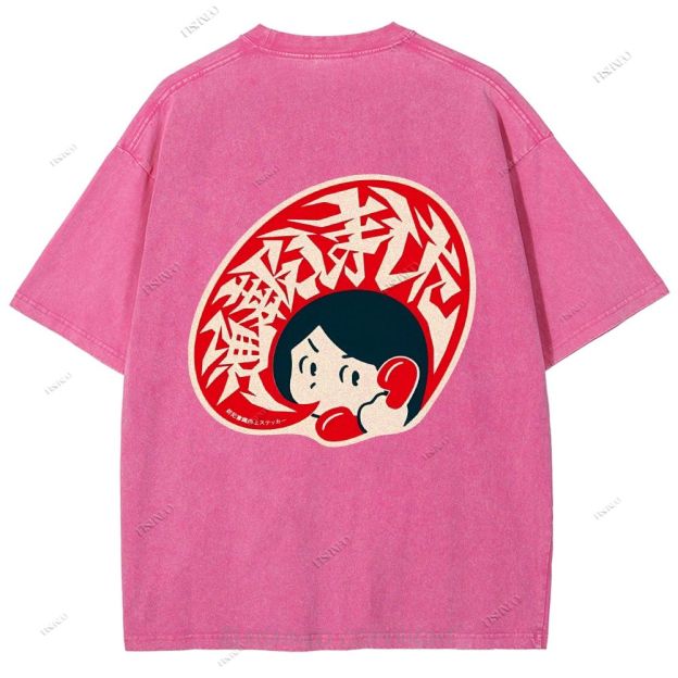 Unisex Japanese Graffiti Printed Design Back Washed Tee