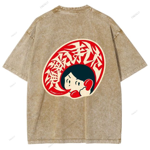 Unisex Japanese Graffiti Printed Design Back Washed Tee