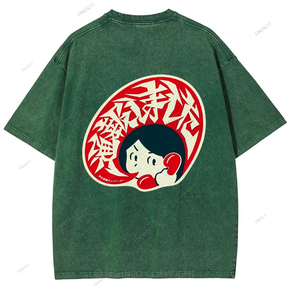 Unisex Japanese Graffiti Printed Design Back Washed Tee