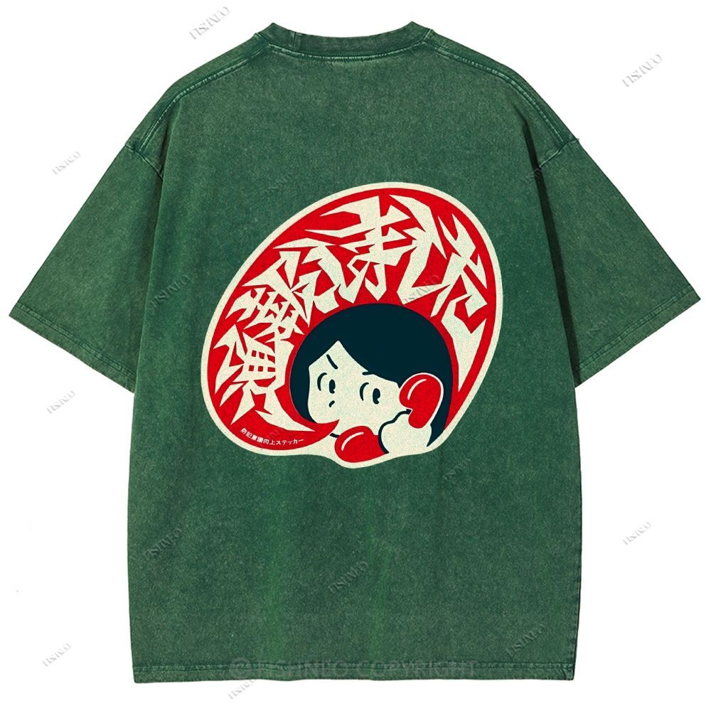 Unisex Japanese Graffiti Printed Design Back Washed Tee