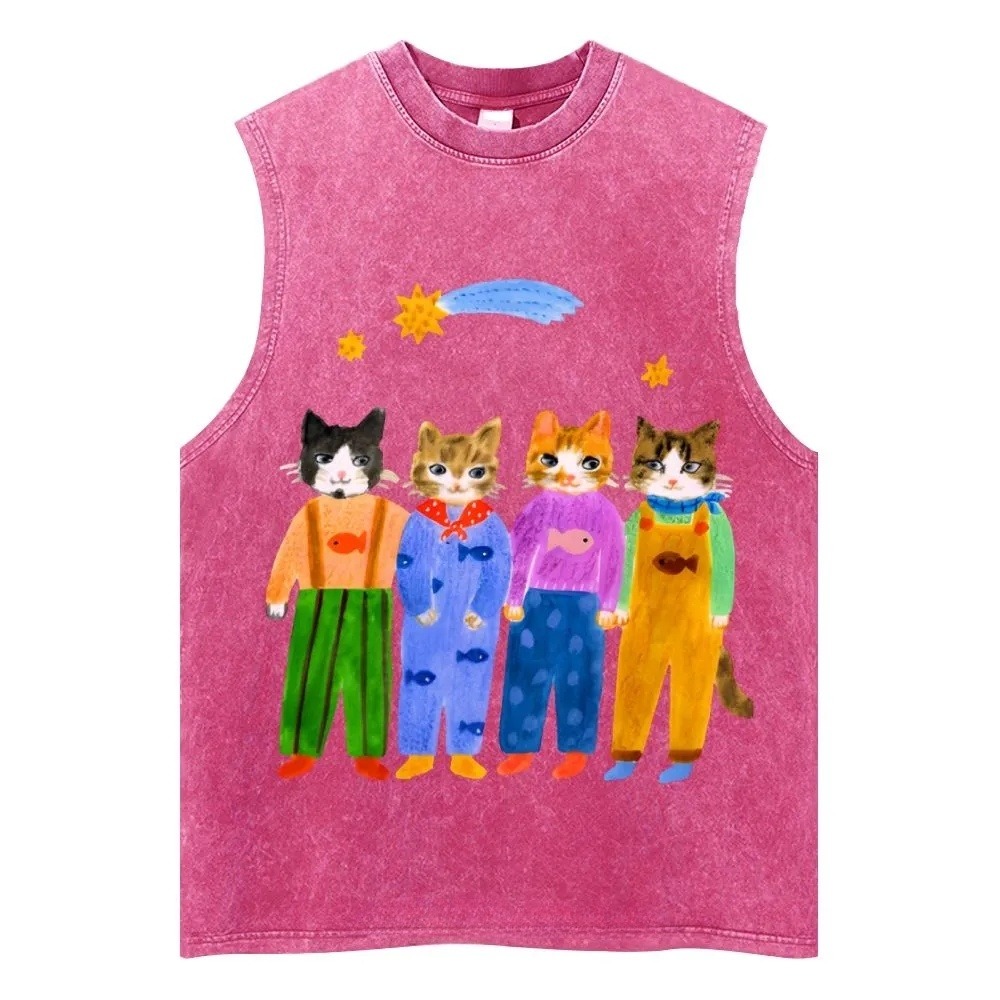 Cat in Sunny Day Unisex Washed Tank Top