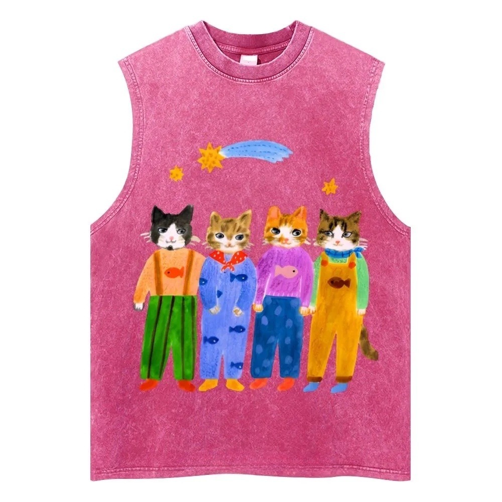 Cat in Sunny Day Unisex Washed Tank Top