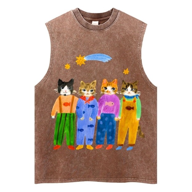 Cat in Sunny Day Unisex Washed Tank Top