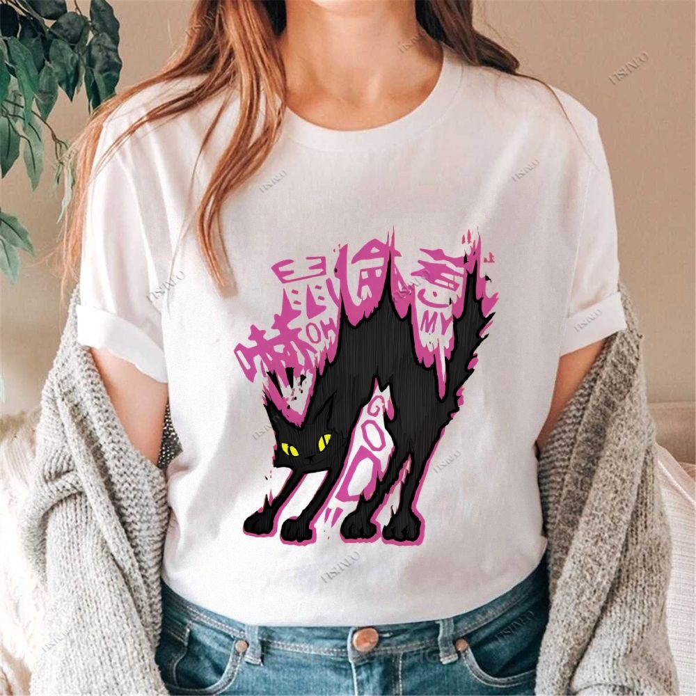 Cat Graffiti Cotton Casual T-Shirt