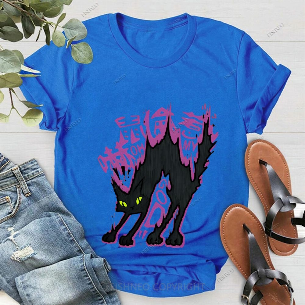 Cat Graffiti Cotton Casual T-Shirt