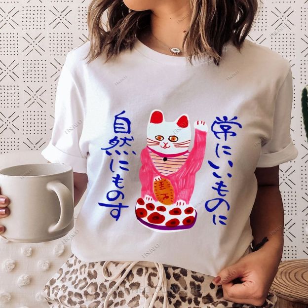 Japanese Cat Cotton Casual T-Shirt