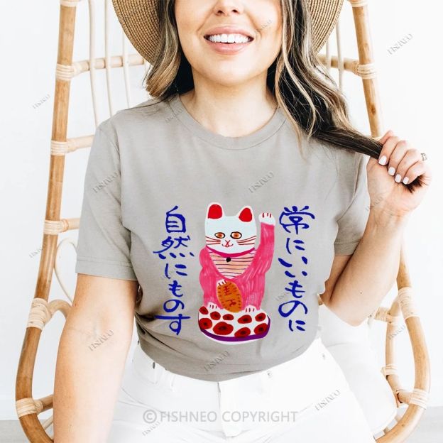 Japanese Cat Cotton Casual T-Shirt
