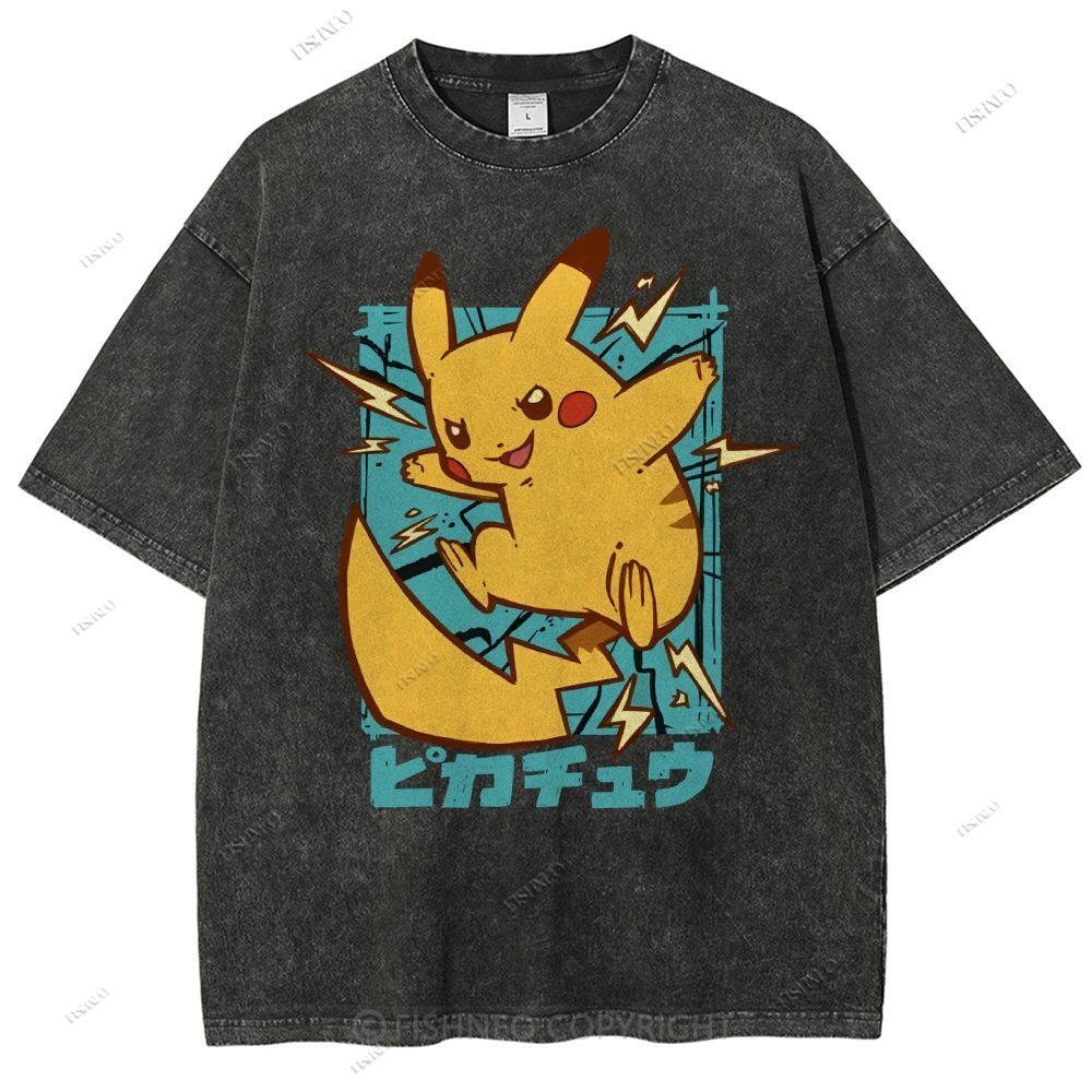Unisex Pikachu Printed Washed Tee
