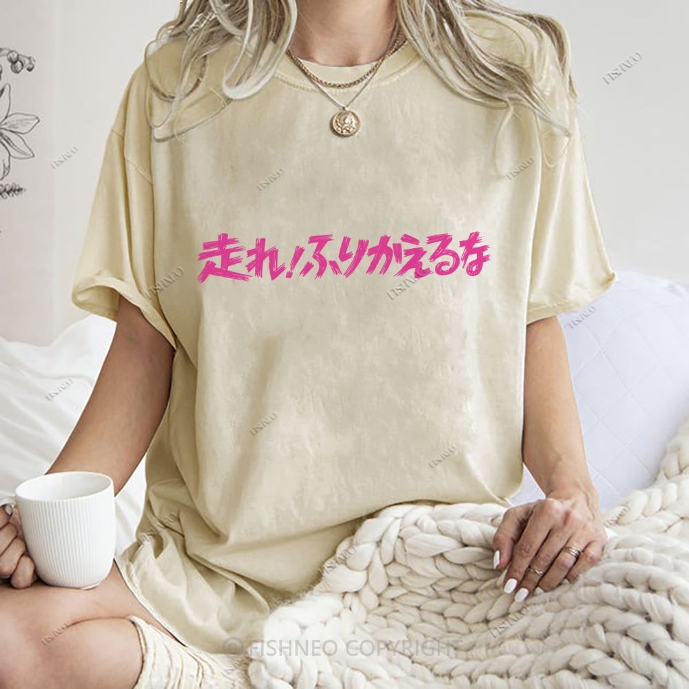 Unisex Japanese Cat Printed Design Back Washed Tee
