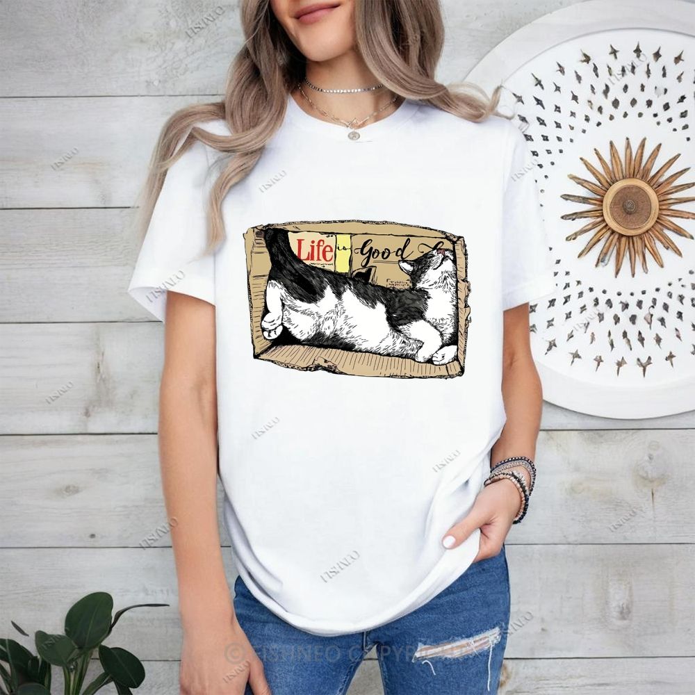 Cat In Box Cotton T-shirt