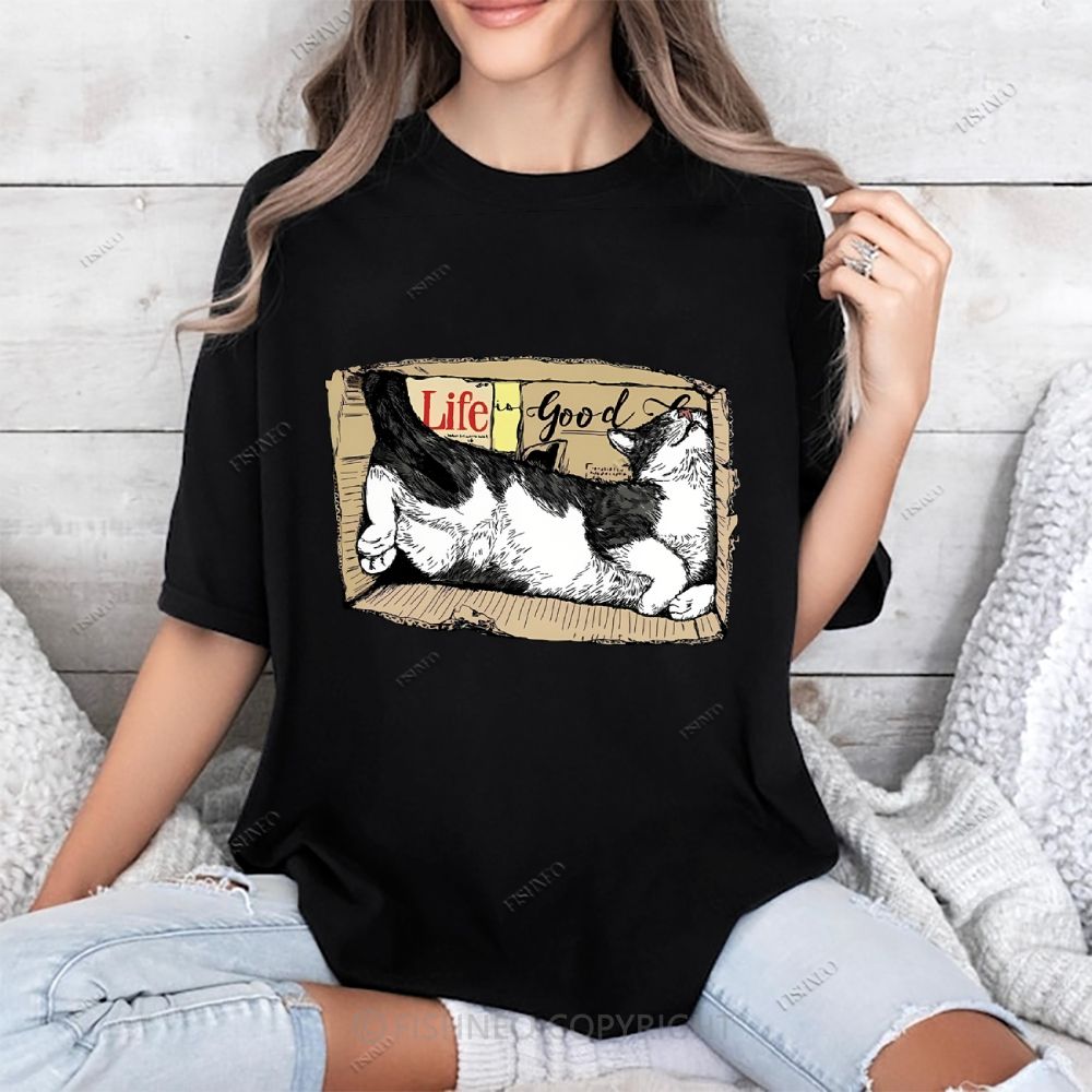 Cat In Box Cotton T-shirt