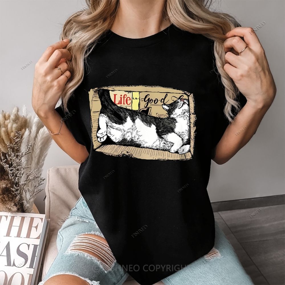 Cat In Box Cotton T-shirt