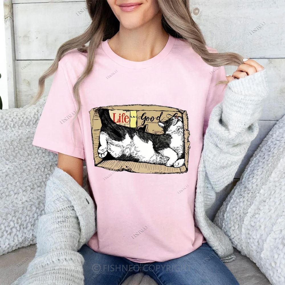 Cat In Box Cotton T-shirt